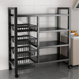 Maxbell Storage Shelves with Wheels Metal Shelving Rack for Basement Bathroom Pantry 115cmx135cm