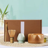 Maxbell Matcha Whisk Set Portable Matcha Whisk Matcha Set for Starter Tea Lover Home Brown Cyan White