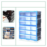 Maxbell Drawers Storage Cabinet Toolbox Makeup Organizer for Toys Small Items Screws Blue 18 Drawers