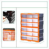 Maxbell Drawers Storage Cabinet Toolbox Makeup Organizer for Toys Small Items Screws Orange 18 Drawers