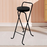 Maxbell Bar Stool Round Foldable Breakfast Bar Stool for Office Restaurant Garden Blacktube Blackseat
