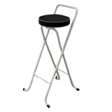 Maxbell Bar Stool Round Foldable Breakfast Bar Stool for Office Restaurant Garden Whitetube Blackseat