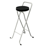 Maxbell Bar Stool Round Foldable Breakfast Bar Stool for Office Restaurant Garden Whitetube Blackseat