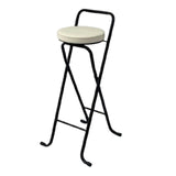 Maxbell Bar Stool Round Foldable Breakfast Bar Stool for Office Restaurant Garden Blacktube Whiteseat
