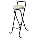 Maxbell Bar Stool Round Foldable Breakfast Bar Stool for Office Restaurant Garden Blacktube Whiteseat