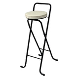 Maxbell Bar Stool Round Foldable Breakfast Bar Stool for Office Restaurant Garden Blacktube Whiteseat