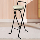 Maxbell Bar Stool Round Foldable Breakfast Bar Stool for Office Restaurant Garden Blacktube Whiteseat