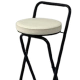 Maxbell Bar Stool Round Foldable Breakfast Bar Stool for Office Restaurant Garden Blacktube Whiteseat