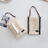 Maxbell Hanging Woven Tissue Bag Organizer Desk Tissue Box for Camping Bathroom Home Beige