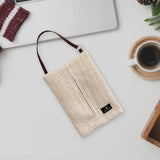 Maxbell Hanging Woven Tissue Bag Organizer Desk Tissue Box for Camping Bathroom Home Beige