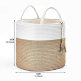 Maxbell Woven Basket Washing Clothes Organizer for Laundry Room Home Bedroom White