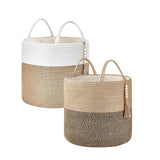 Maxbell Woven Basket Washing Clothes Organizer for Laundry Room Home Bedroom White