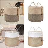 Maxbell Woven Basket Washing Clothes Organizer for Laundry Room Home Bedroom White
