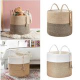 Maxbell Woven Basket Washing Clothes Organizer for Laundry Room Home Bedroom White