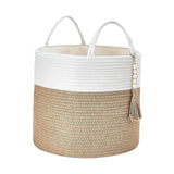 Maxbell Woven Basket Washing Clothes Organizer for Laundry Room Home Bedroom White