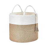 Maxbell Woven Basket Washing Clothes Organizer for Laundry Room Home Bedroom White
