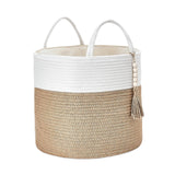 Maxbell Woven Basket Washing Clothes Organizer for Laundry Room Home Bedroom White