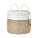 Maxbell Woven Basket Washing Clothes Organizer for Laundry Room Home Bedroom White