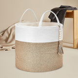Maxbell Woven Basket Washing Clothes Organizer for Laundry Room Home Bedroom White