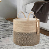 Maxbell Woven Basket Washing Clothes Organizer for Laundry Room Home Bedroom Yellow