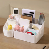 Maxbell Desktop Storage Box Stationery Organizer Remote Control Holder for Dormitory White