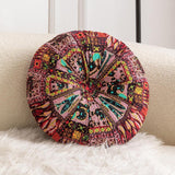 Maxbell Floor Cushion Round Comfortable Futon Cushion Bohemian Decorative Tatami Pad Red