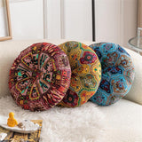 Maxbell Floor Cushion Round Comfortable Futon Cushion Bohemian Decorative Tatami Pad Red