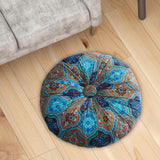 Maxbell Floor Cushion Round Comfortable Futon Cushion Bohemian Decorative Tatami Pad Blue