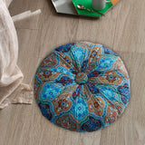 Maxbell Floor Cushion Round Comfortable Futon Cushion Bohemian Decorative Tatami Pad Blue