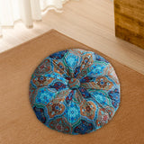 Maxbell Floor Cushion Round Comfortable Futon Cushion Bohemian Decorative Tatami Pad Blue