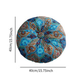 Maxbell Floor Cushion Round Comfortable Futon Cushion Bohemian Decorative Tatami Pad Blue