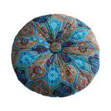 Maxbell Floor Cushion Round Comfortable Futon Cushion Bohemian Decorative Tatami Pad Blue