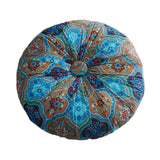 Maxbell Floor Cushion Round Comfortable Futon Cushion Bohemian Decorative Tatami Pad Blue