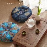 Maxbell Floor Cushion Round Comfortable Futon Cushion Bohemian Decorative Tatami Pad Blue