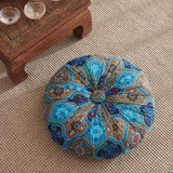 Maxbell Floor Cushion Round Comfortable Futon Cushion Bohemian Decorative Tatami Pad Blue