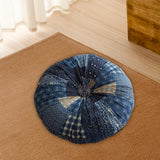 Maxbell Floor Cushion Round Comfortable Futon Cushion Bohemian Decorative Tatami Pad Dark Blue