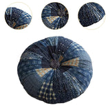 Maxbell Floor Cushion Round Comfortable Futon Cushion Bohemian Decorative Tatami Pad Dark Blue