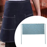 Denim Waist Apron with Pockets Short Half Apron for Baking Restaurant Light Blue