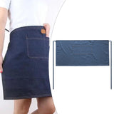 Maxbell Denim Waist Apron with Pockets Short Half Apron for Baking Restaurant Dark Blue