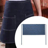Maxbell Denim Waist Apron with Pockets Short Half Apron for Baking Restaurant Dark Blue