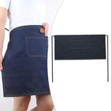Maxbell Denim Waist Apron with Pockets Short Half Apron for Baking Restaurant Black