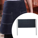 Maxbell Denim Waist Apron with Pockets Short Half Apron for Baking Restaurant Black