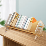 Maxbell Desktop Book Rack Stable Portable Bookshelf for Office Household Living Room Wood Color