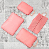 Maxbell 4 Pieces Packing Cubes Suitcase Pouch for Family Breaks Business Trips Beach Pink