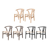 Maxbell 2 Pieces Dining Chairs Leisure Woven Rope Seat for Dining Room Party Outdoor White