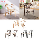 Maxbell 2 Pieces Dining Chairs Leisure Woven Rope Seat for Dining Room Party Outdoor White