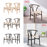 Maxbell 2 Pieces Dining Chairs Leisure Woven Rope Seat for Dining Room Party Outdoor White