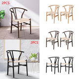 Maxbell 2 Pieces Dining Chairs Leisure Woven Rope Seat for Dining Room Party Outdoor White