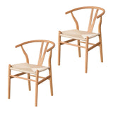 Maxbell 2 Pieces Dining Chairs Leisure Woven Rope Seat for Dining Room Party Outdoor White