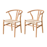 Maxbell 2 Pieces Dining Chairs Leisure Woven Rope Seat for Dining Room Party Outdoor White